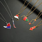 Country map oil drop pendant necklace