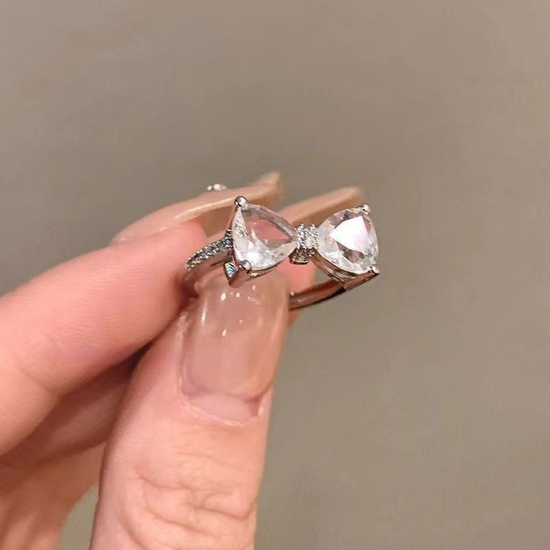 Women's Diamond Open Ring, High-End Niche, Adjustable
