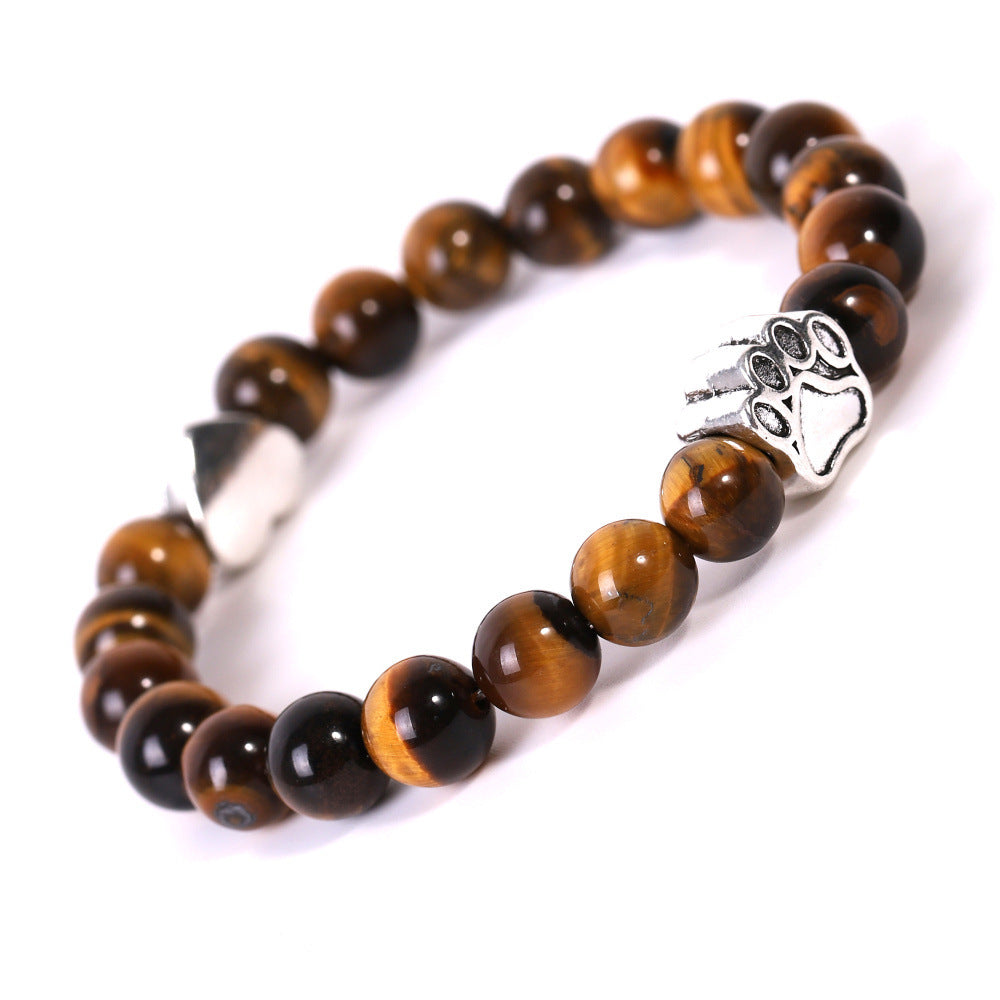 Bracelet Unisexe en Agate Indienne Œil de Tigre avec Motif Patte de Chien - NovaShop NovaShop Lansong Bracelet Bigbuy