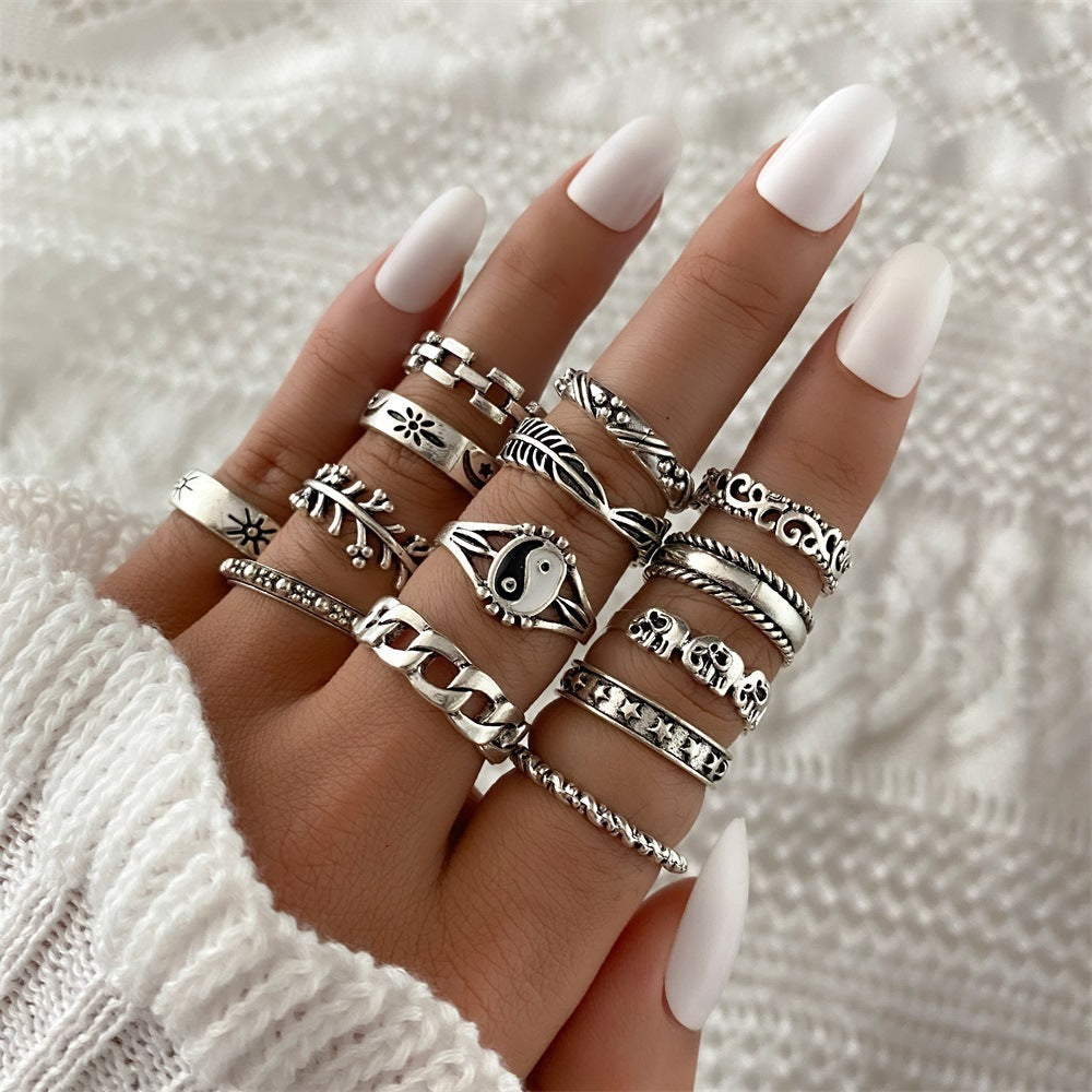 Fashionable butterfly and snake ring combination