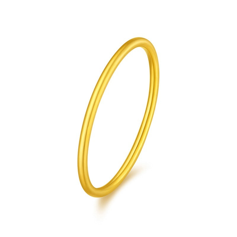 Simple Bracelet and Ring for Women in Gold Brass, Trendy Style