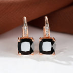 Korean style zircon inlaid square hook earrings