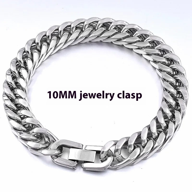 Domineering stainless steel bracelet with titanium steel buckle and diamonds