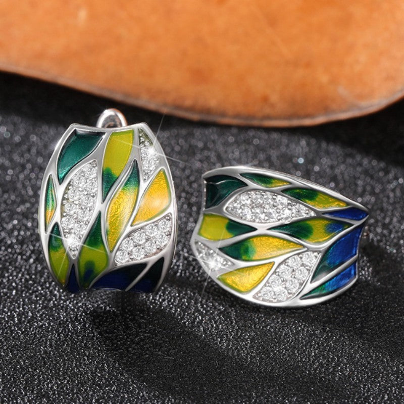 Elegant Mori Green Pastoral Style Clip-on Earrings