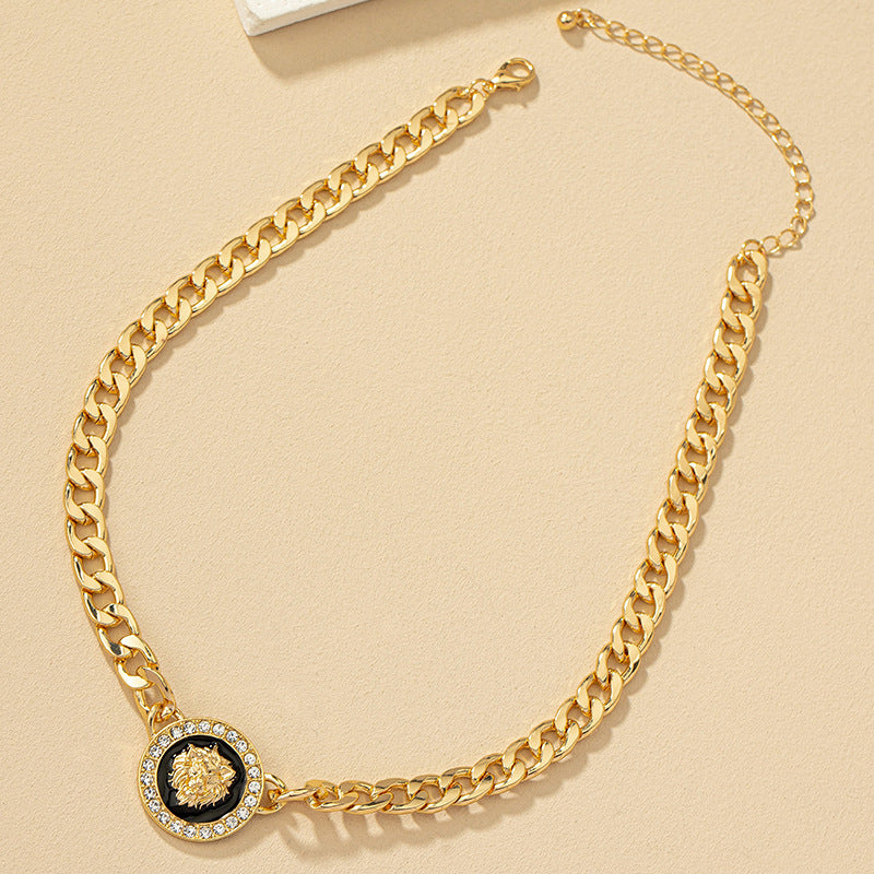 High-End Lion Head Necklace with Diamonds