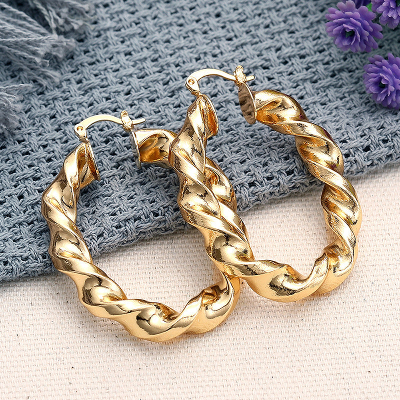 Women's Geometric Design Clip-on Earrings in Ring Shape