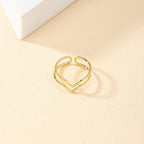 Simple retro openwork heart-shaped ring for women