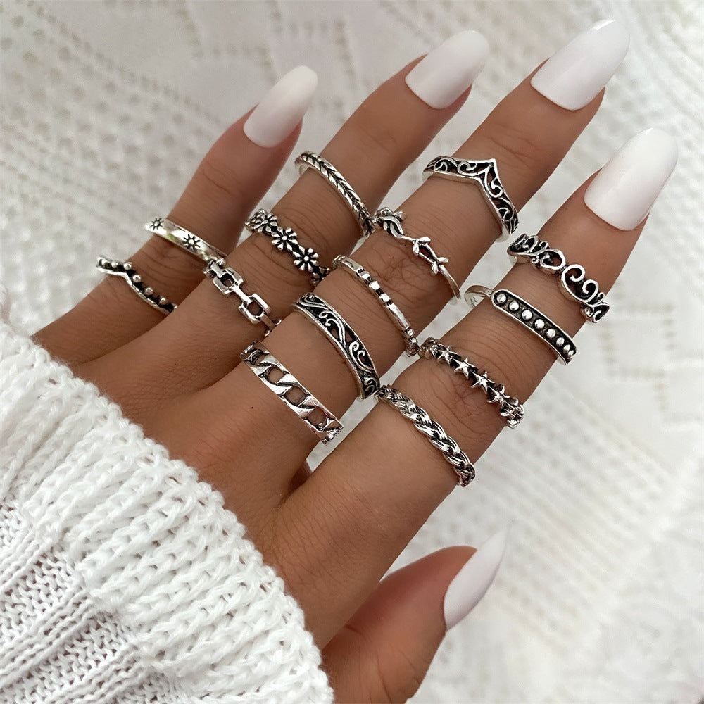 Fashionable butterfly and snake ring combination