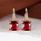 Korean style zircon inlaid square hook earrings