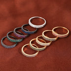 Elegant Simple Copper Ring with Inlaid Colorful Zircon