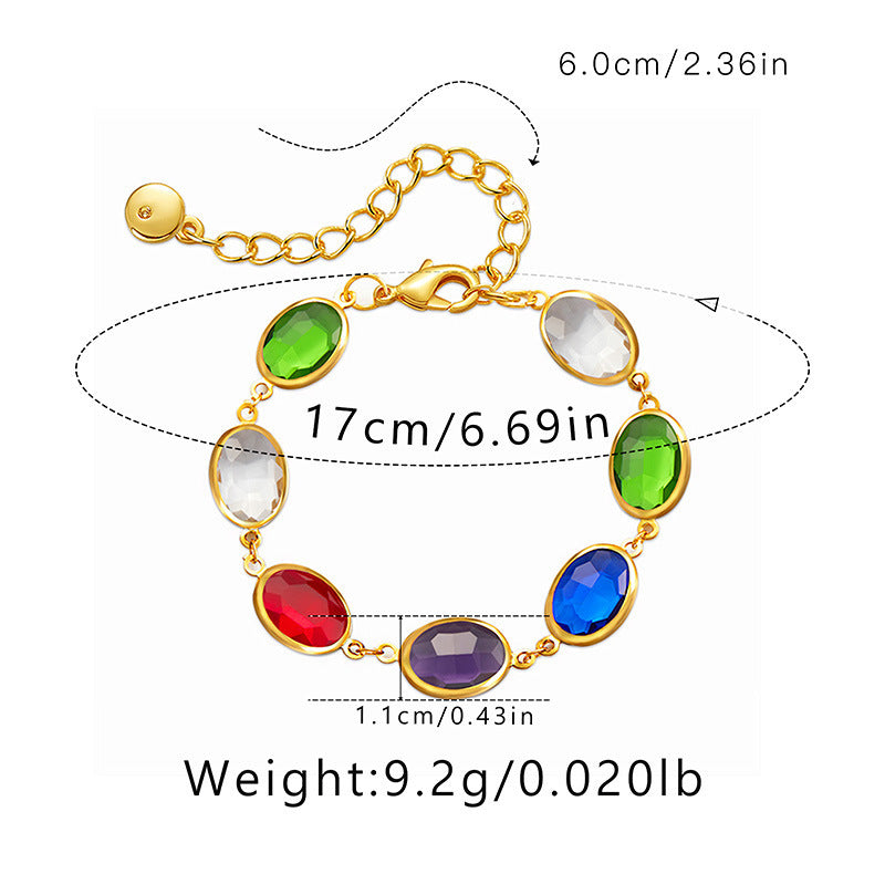 Lightweight Luxury Women's Embroidered Glass Bracelet