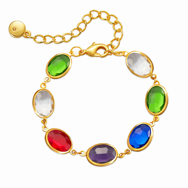 Lightweight Luxury Women's Embroidered Glass Bracelet