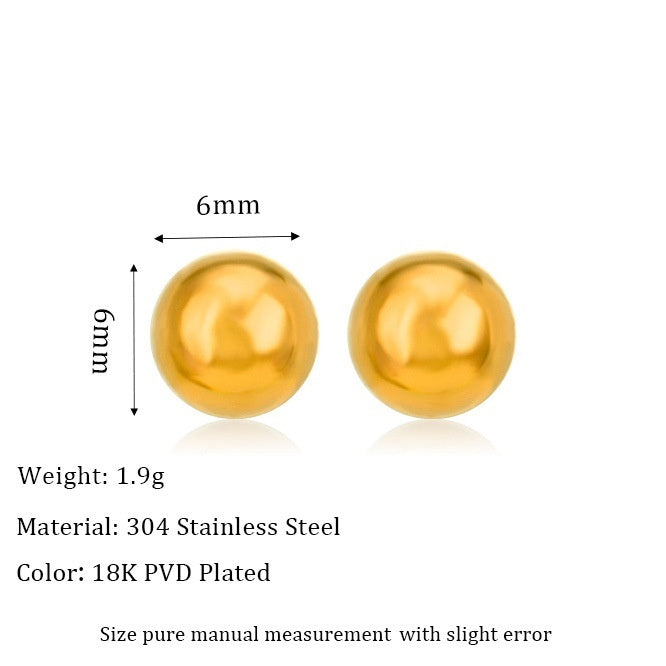 Boucles d’oreilles puces en acier inoxydable plaqué 18 carats, - NovaShop NovaShop MSE0015 G 6mm Bigbuy