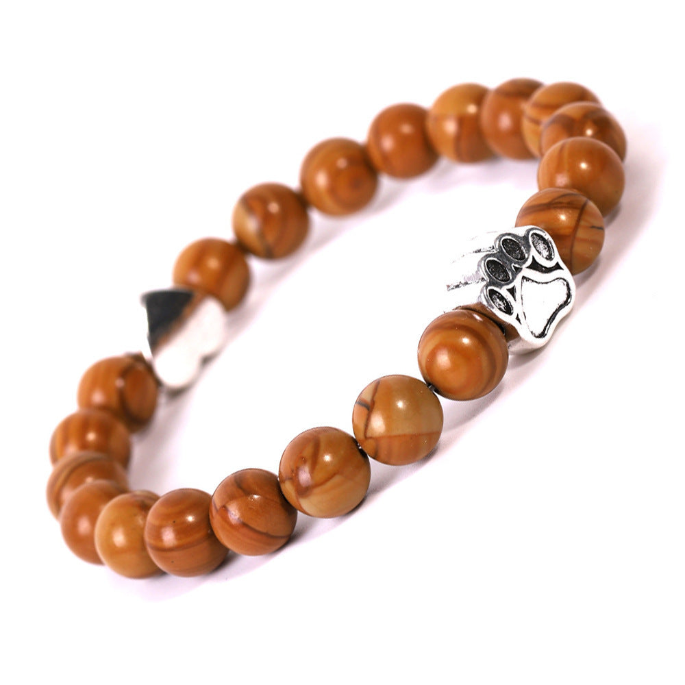 Bracelet Unisexe en Agate Indienne Œil de Tigre avec Motif Patte de Chien - NovaShop NovaShop Wood Grain Bracelet Bigbuy