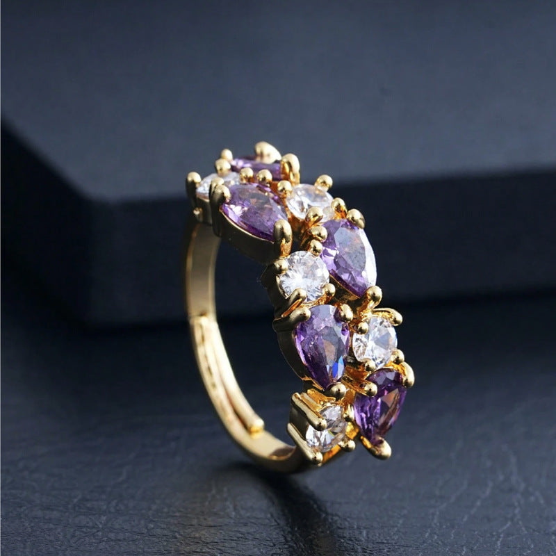 Elegant boho chic zircon ring for women, street jewelry