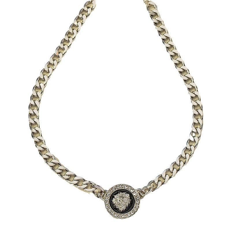 High-End Lion Head Necklace with Diamonds