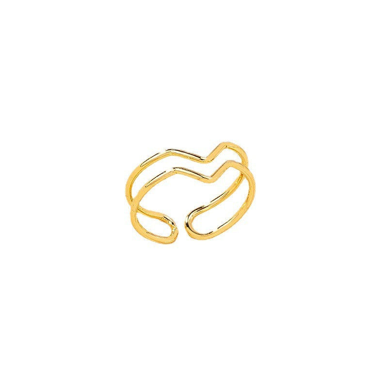 Simple retro openwork heart-shaped ring for women