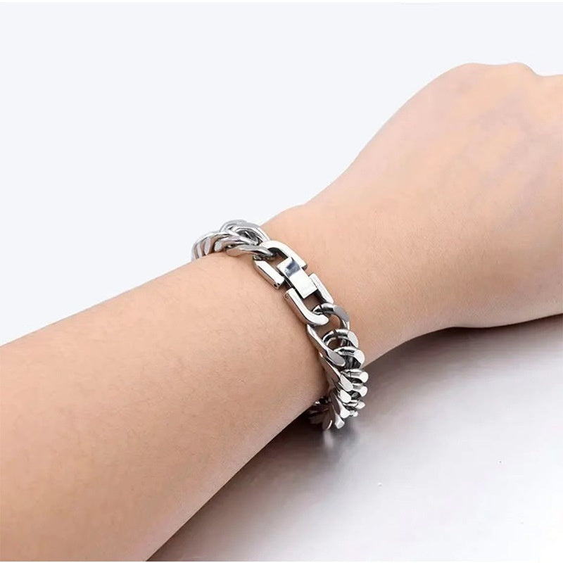 Domineering stainless steel bracelet with titanium steel buckle and diamonds