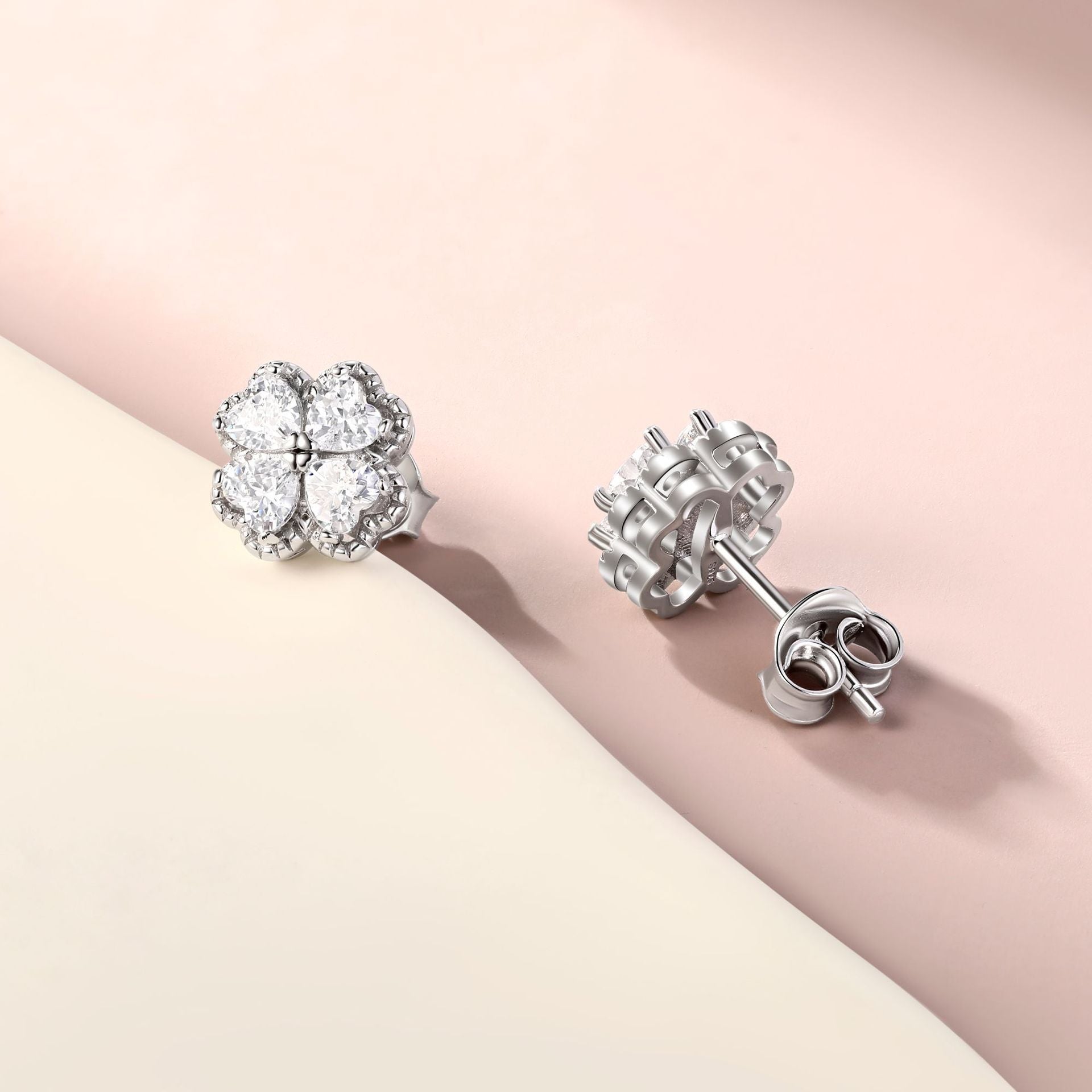 Zeng Yin Four Leaf Clover Ear Team Advanced Sense Love Zircon Earrings