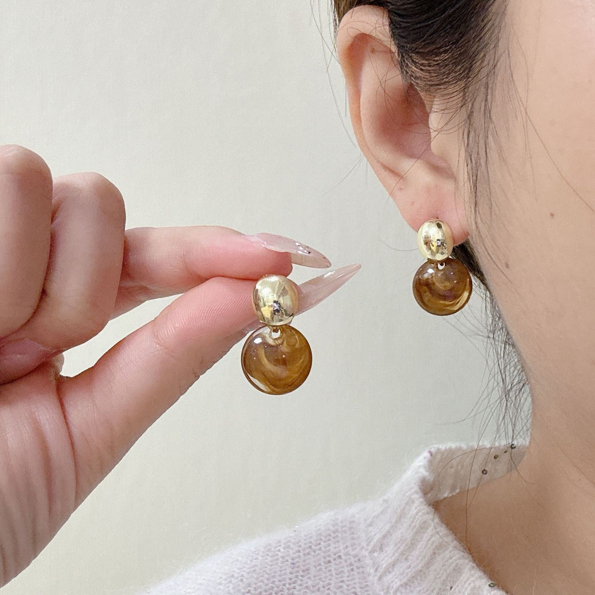 Boucles d’oreilles rondes Maillard Blooming pour femme - NovaShop NovaShop Amber Bigbuy