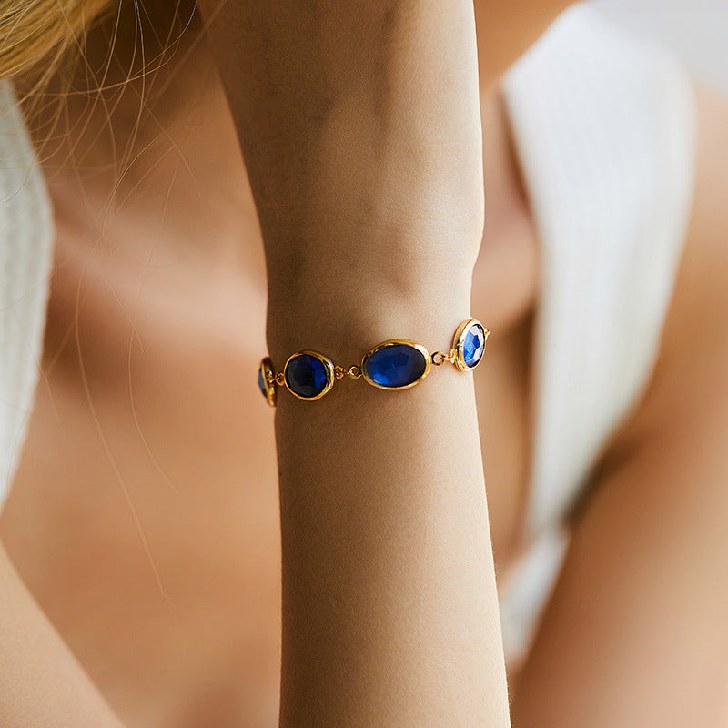Lightweight Luxury Women's Embroidered Glass Bracelet