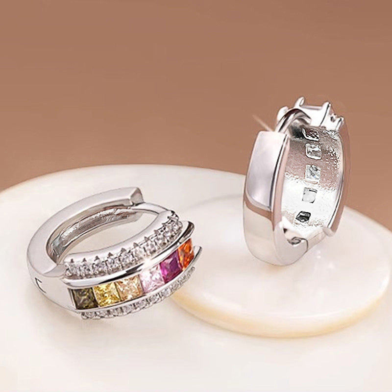 Square zircon set earrings – Elegance Japan-Korea