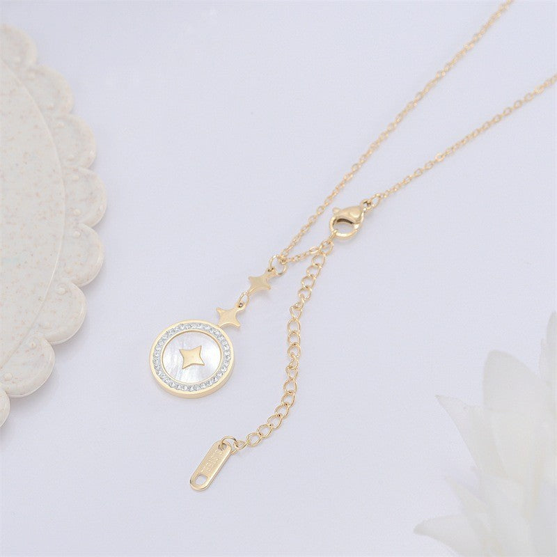 Collier Femme en Acier Titane avec Étoile à Six Branches et Diamant - NovaShop NovaShop Rose Gold / Other Bigbuy