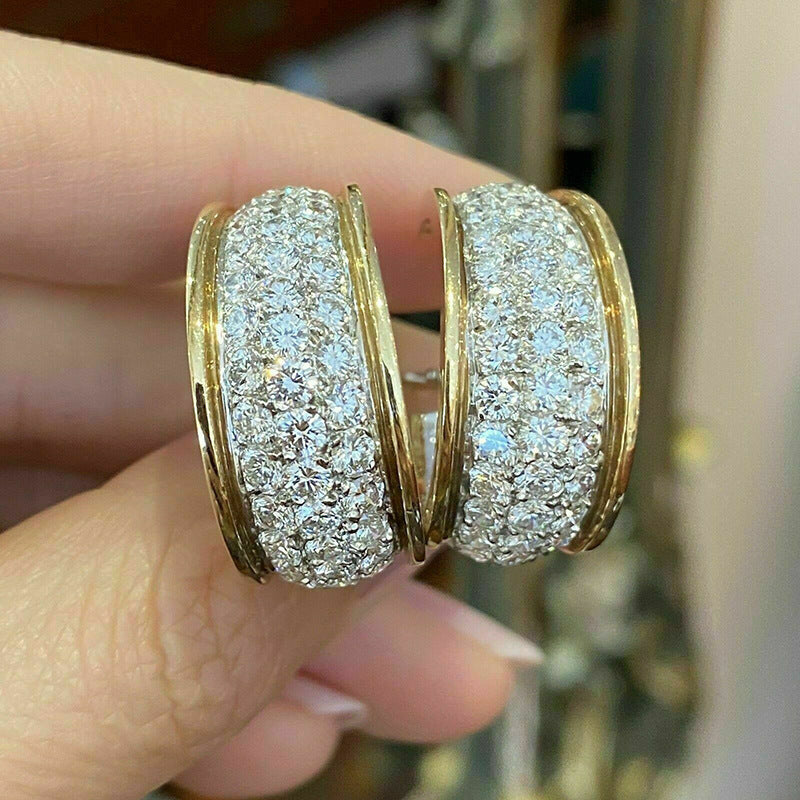 Hong Kong style earrings with dense inlaid pattern