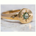 Simple temperament ring in golden oval zircon with asterism