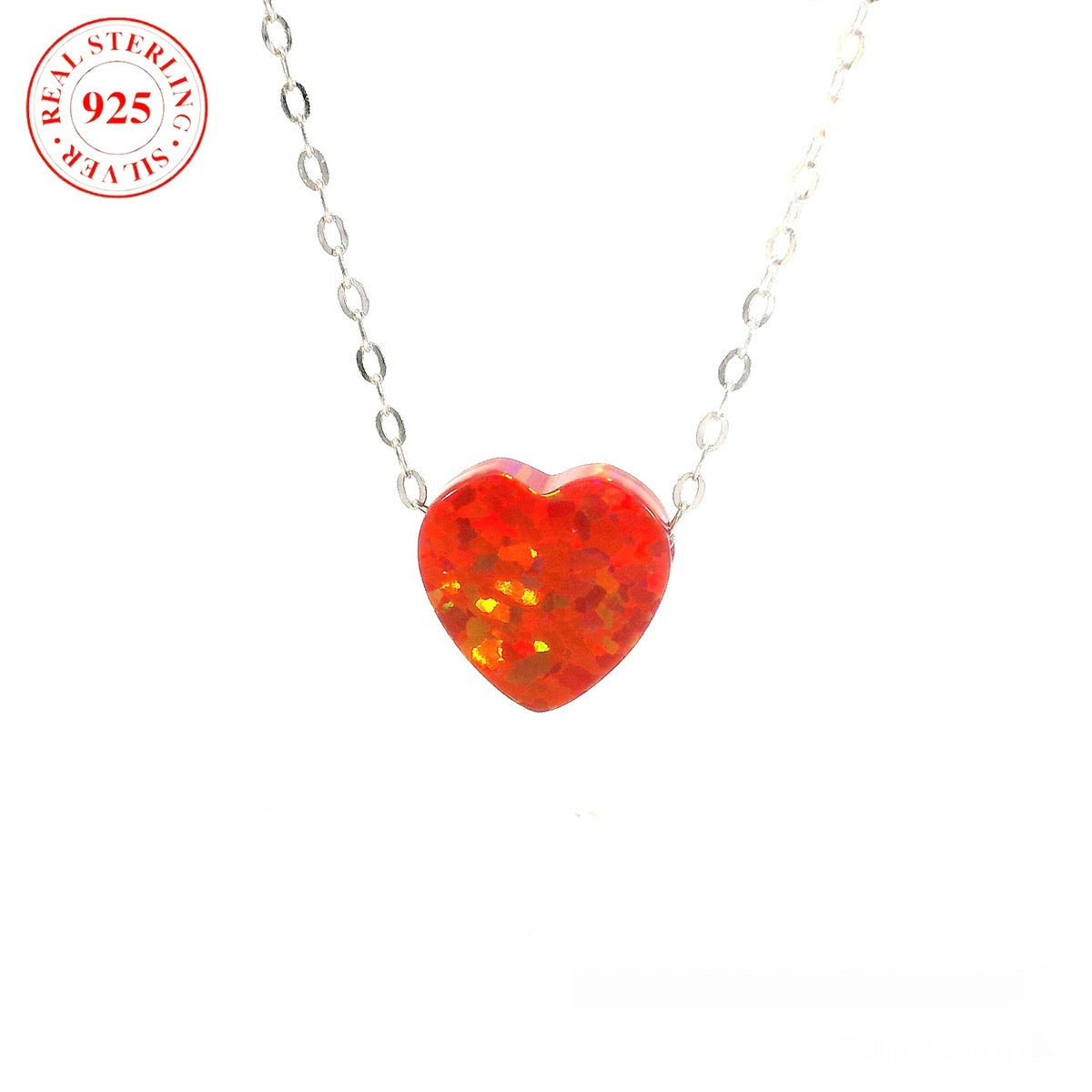 Heart-shaped opal pendant necklace for women