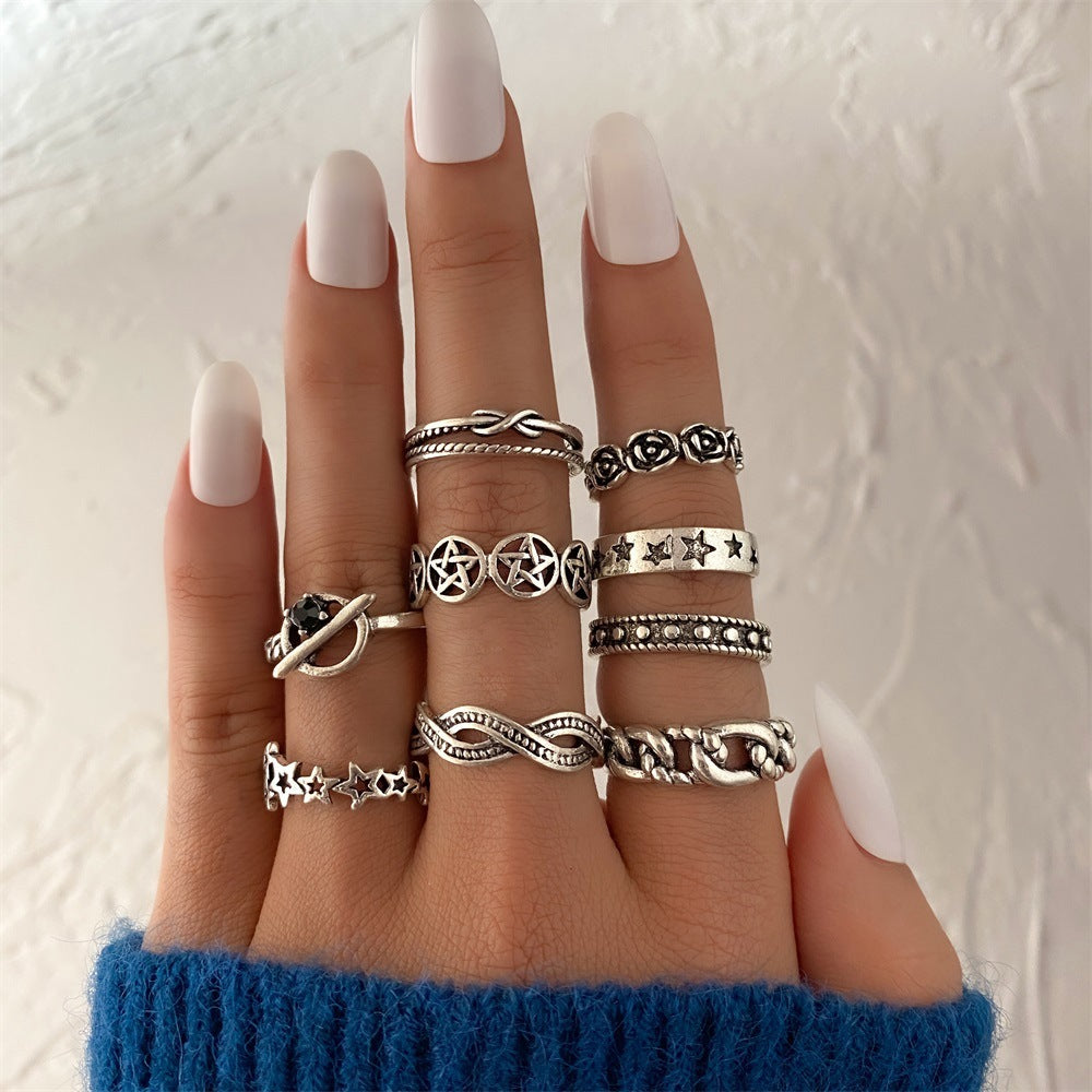 Fashionable butterfly and snake ring combination