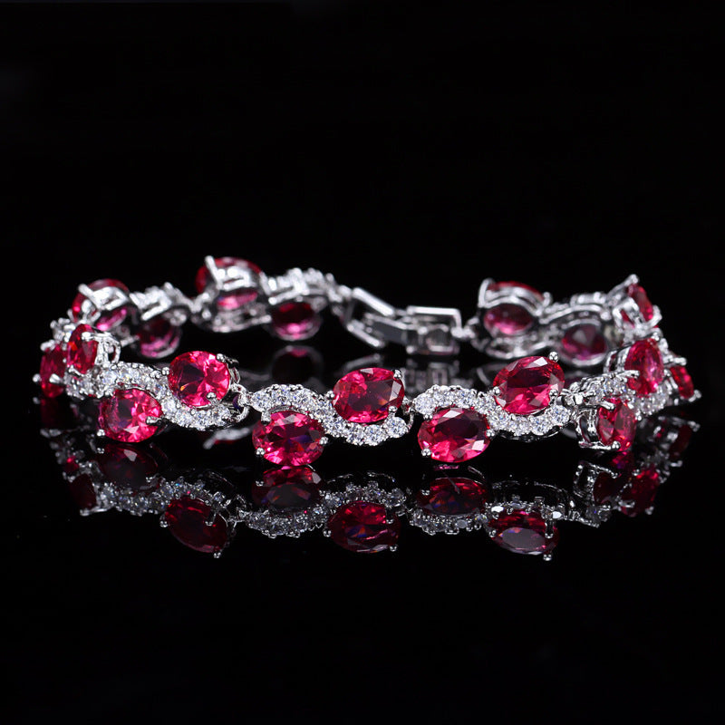Bracelet en placage cuivre couleur or blanc véritable 18K avec zircon - NovaShop NovaShop Red Bigbuy