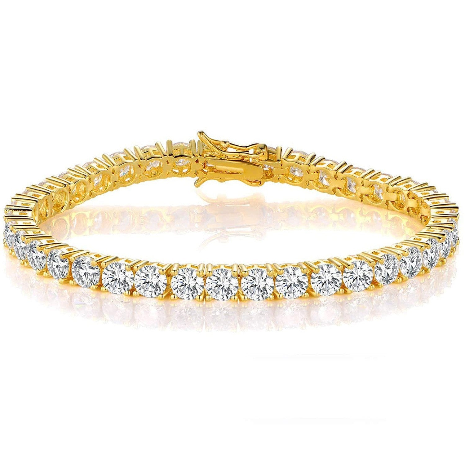 Classic 18k gold bracelet with high quality electroplated zirconia and diamonds