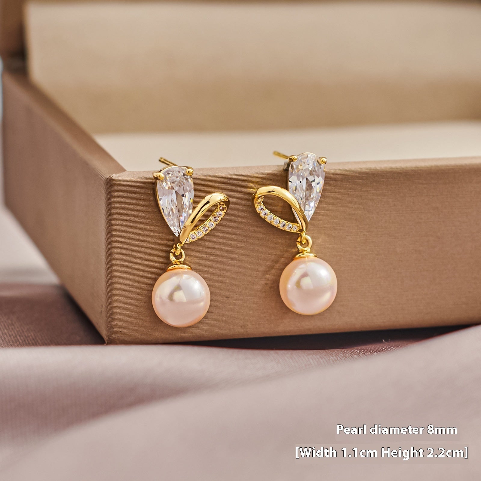 Geometric 925 silver earrings with zircon cross and heart and pearl