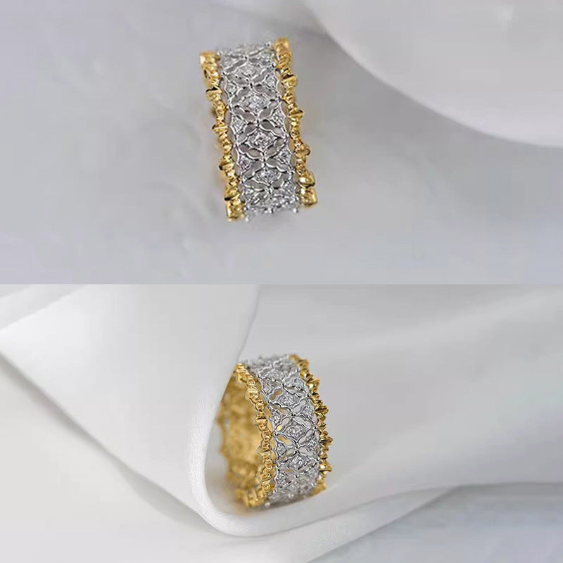 Premium unisex two-tone ring with zircons, versatile design Alliant