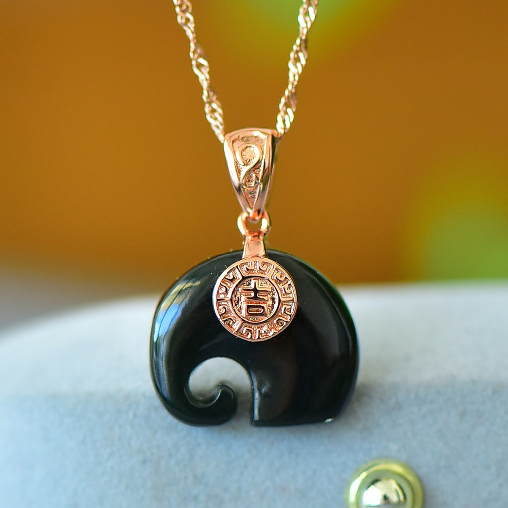 Stylish natural Hetian jade pendant inlaid with copper, blue jade