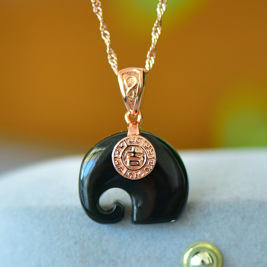 Stylish natural Hetian jade pendant inlaid with copper, blue jade