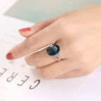 Geometric Design and Retro Style Unisex Blue Black Zircon Decorative Ring