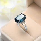 Geometric Design and Retro Style Unisex Blue Black Zircon Decorative Ring