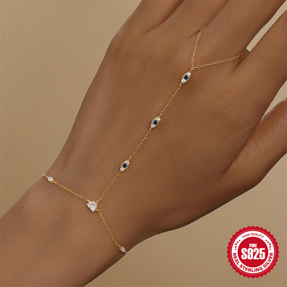 S925 Sterling Silver Multi-layer Double Temperament Bracelet with Diamonds for Women, Hand Jewelry