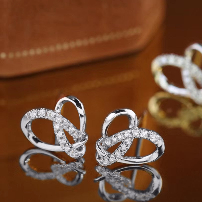 Boucles d’oreilles romantiques en forme de cœur aux lignes triangulaires enroulée - NovaShop NovaShop White Gold Color Bigbuy