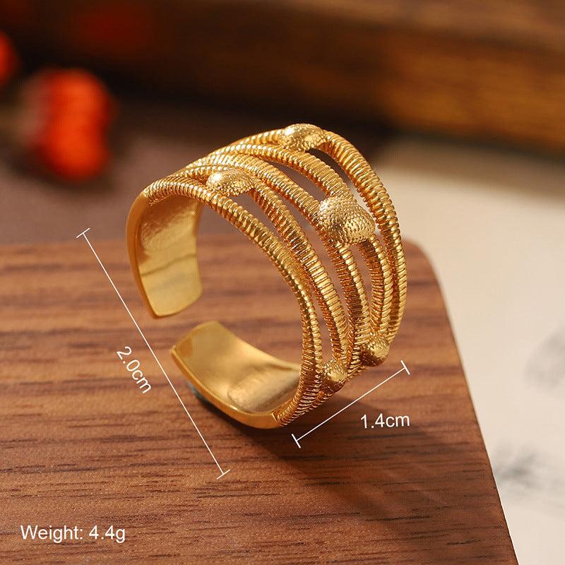 High quality natural stone geometric ring, versatile, retro, light-resistant