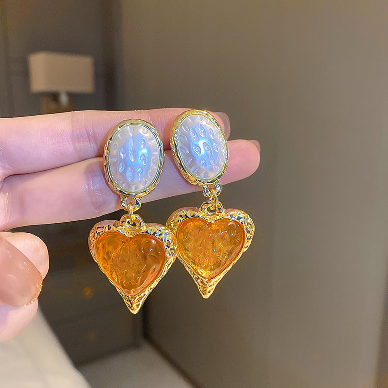 Boucles d’oreilles ovales plissées en forme de cœur d’amour - NovaShop NovaShop Yellow And White Bigbuy