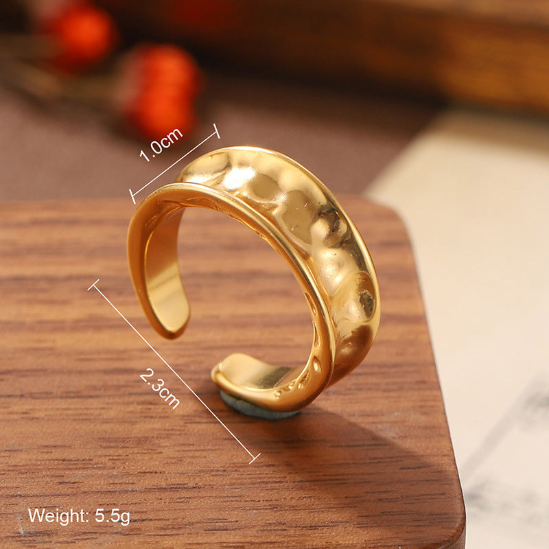 High quality natural stone geometric ring, versatile, retro, light-resistant