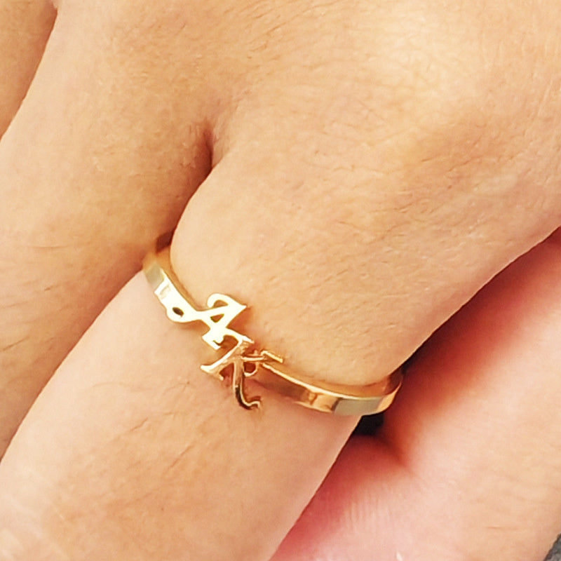 Personalized 2 Letter Ring, Electroplated Personality Ring