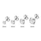 Boucles d’oreilles géométriques carrées en acier titane avec zircon - NovaShop NovaShop Round Zircon Gold / 2mm Bigbuy