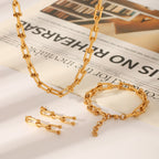 Set including necklace, horseshoe chain bracelet and earrings is made of high quality stainless steel