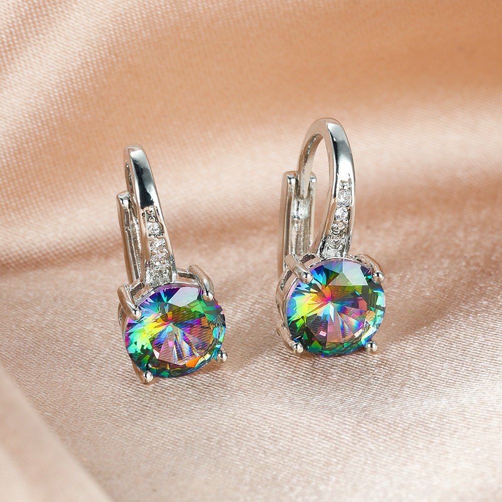 Boucles d’oreilles mode simples et élégantes, déclinées en plusieurs couleurs - NovaShop NovaShop Platinum Colorful Diamond Bigbuy