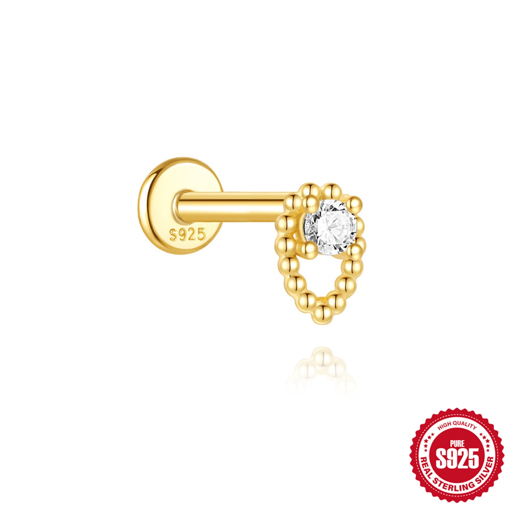 Boucles d’oreilles nœud géométrique en argent sterling S925 avec diamant - NovaShop NovaShop 4 Single Golden Bigbuy