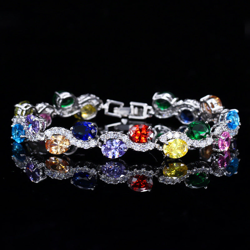 Bracelet en placage cuivre couleur or blanc véritable 18K avec zircon - NovaShop NovaShop Color Bigbuy